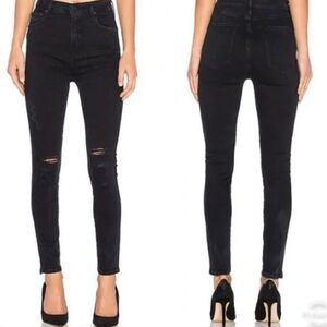 Agolde Sophie Distressed High Rise Skinny Jeans In Moonstruck Black 28